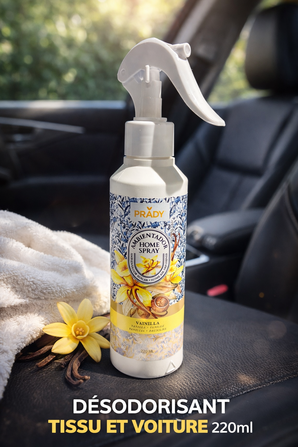 Spray Ambiance Maison, Textile & Voiture Prady – Vanille | 220 ml