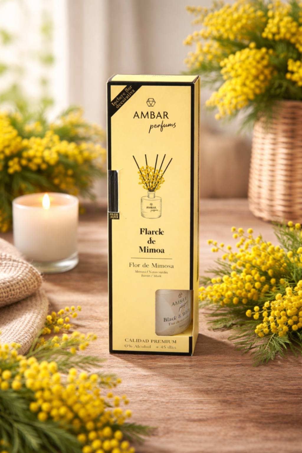 🖤🤍 Mikado Black & White Ambar – Fleur de Mimosa | 40 ml